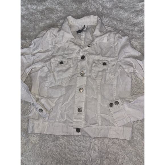 Dream Star women's sz. 40 white 100% linen blazer. Great item, pretty details - Picture 1 of 7